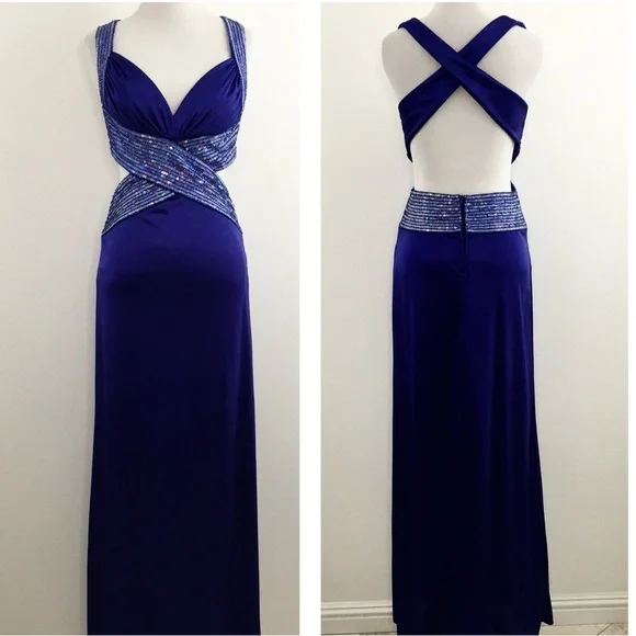 blue dress with scarf neck Luannie Halter Scarf Tie Maxi Dress | Navy | Womens main image 0